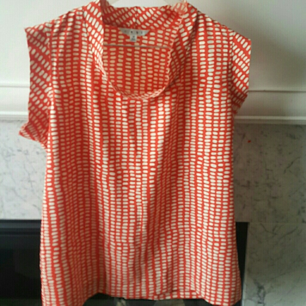 CAbi Orange and White Blouse
